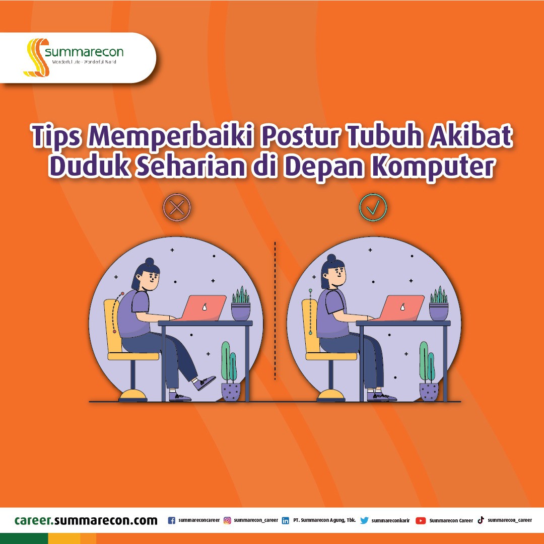 Tips Memperbaiki Postur Tubuh Akibat Duduk Seharian di Depan Komputer