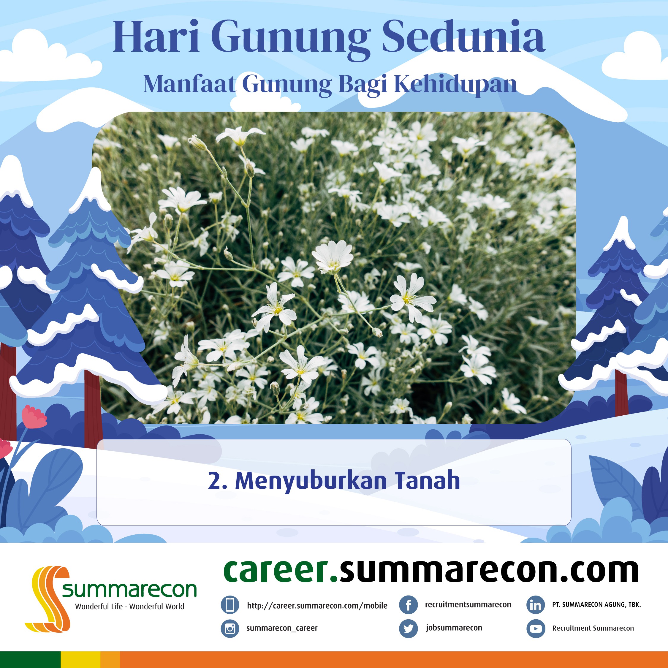 Trivia Hari Gunung Sedunia - Manfaat Gunung Bagi Kehidupan (2/8)