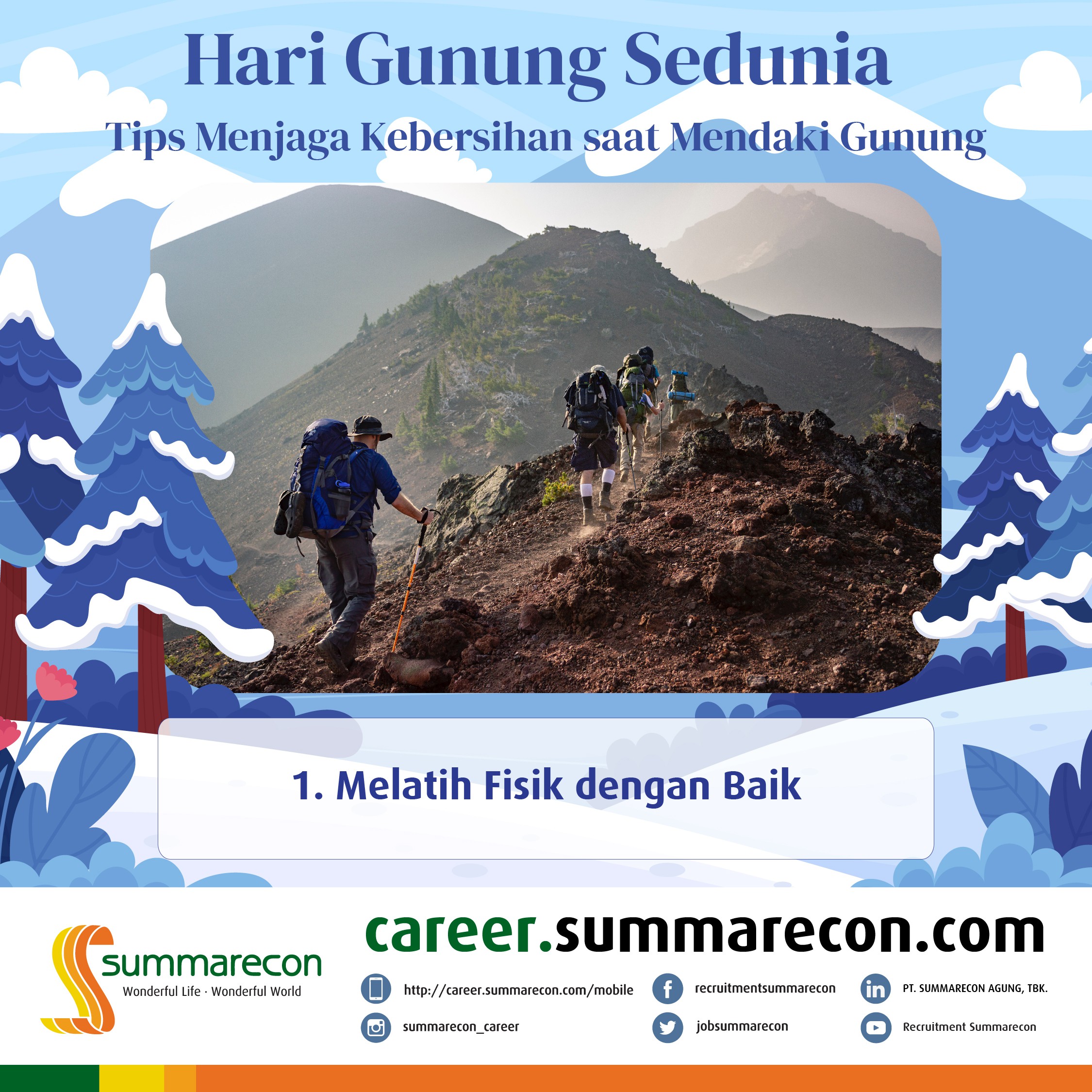 Trivia Hari Gunung Sedunia - Tips Menjaga Kebersihan saat Mendaki Gunung (1/4)