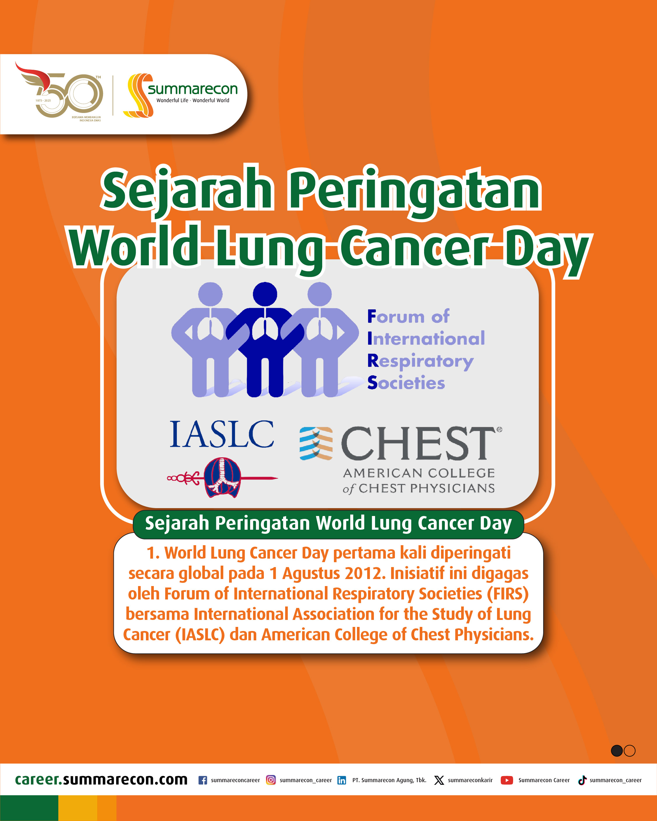 Sejarah Peringatan World Lung Cancer Day (1/4)